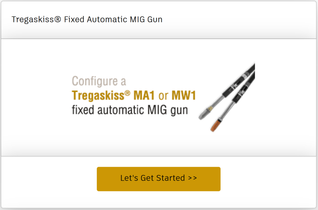 Configure a MA1 or MW1 fixed automatic MIG gun online