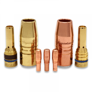 AccuLock R consumables family of contact tips, nozzles and diffusers