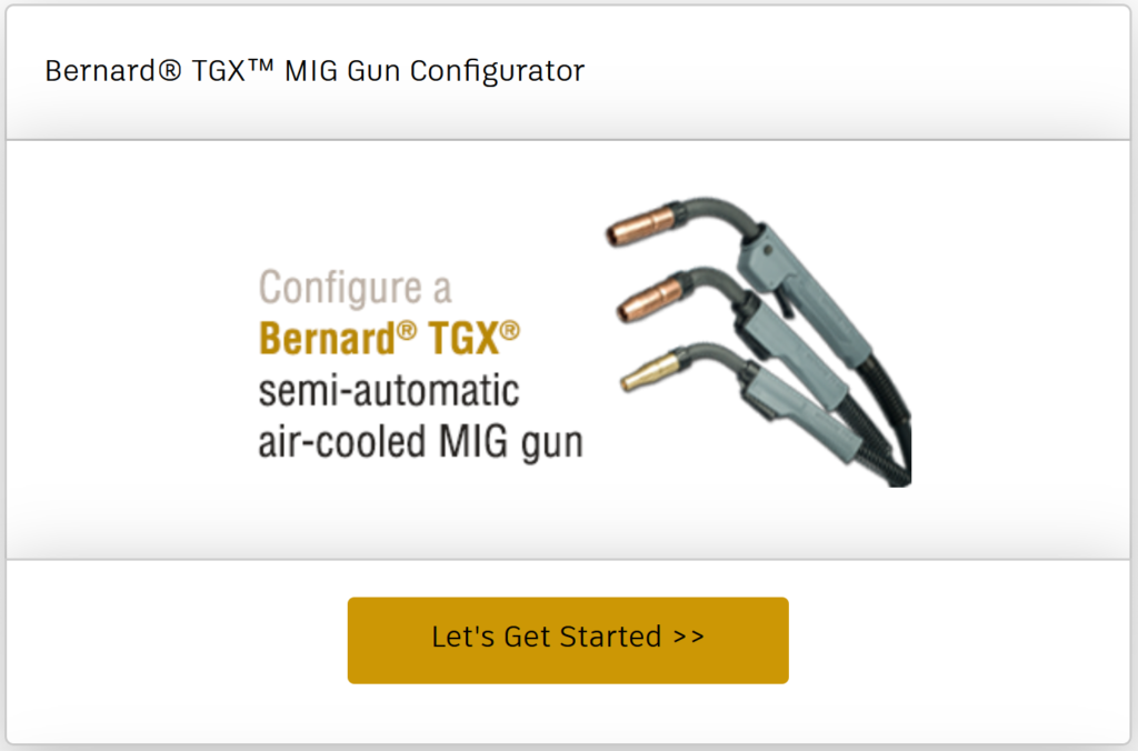 Configure a TGX semi-automatic air-cooled MIG gun online