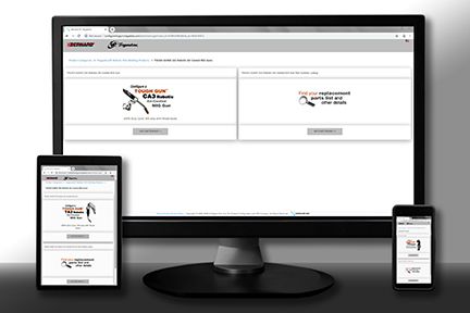 Image of computer monitor, tablet and cell phone displaying the online configurator