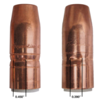 Image of two Tregaskiss nozzles showing change to crimp