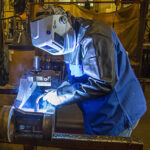Semi-automatic MIG welding in action