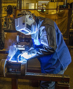 Semi-automatic MIG welding in action